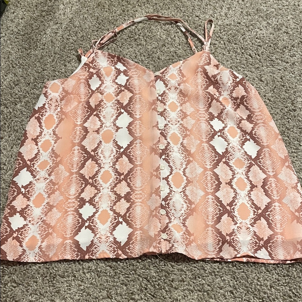 Charming Charlie Peach and Brown Camisole